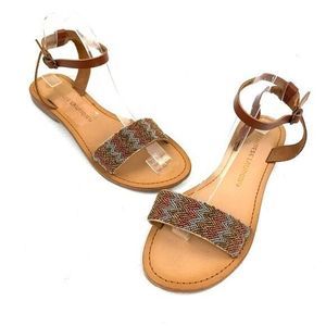 CHINESE LAUNDRY Z BABY Womens Shoes Sandals Beaded‎ Leather Flats Slip Ons 8.5 M